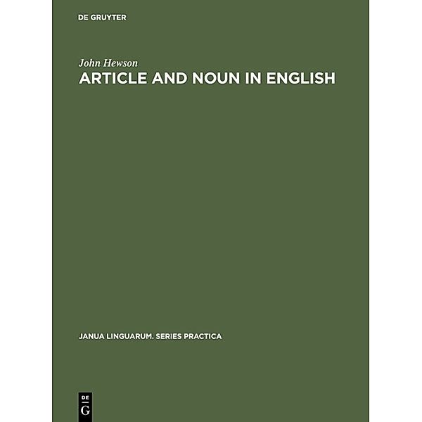 Article and Noun in English, John Hewson