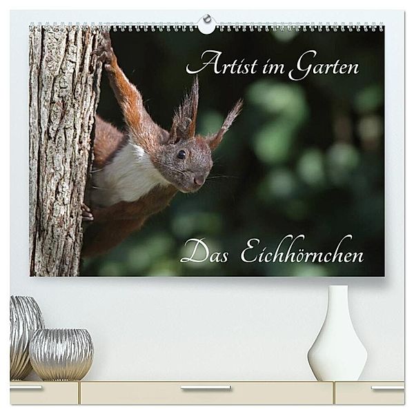 Artist im Garten. Das Eichhörnchen (hochwertiger Premium Wandkalender 2025 DIN A2 quer), Kunstdruck in Hochglanz, Calvendo, Klaus Konieczka