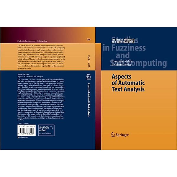 Aspects of Automatic Text Analysis / Studies in Fuzziness and Soft Computing Bd.209