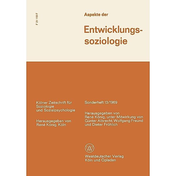 Aspekte der Entwicklungssoziologie / Kölner Zeitschrift für Soziologie und Sozialpsychologie Sonderhefte Bd.13