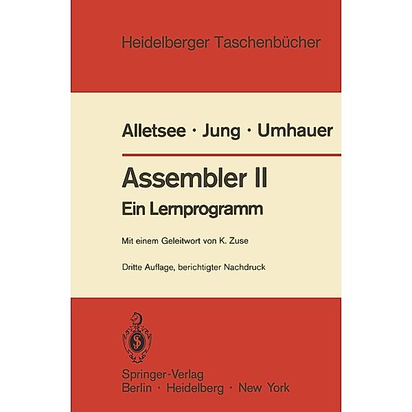 Assembler II / Heidelberger Taschenbücher Bd.141, Rainer Alletsee, Horst Jung, Gerd F. Umhauer