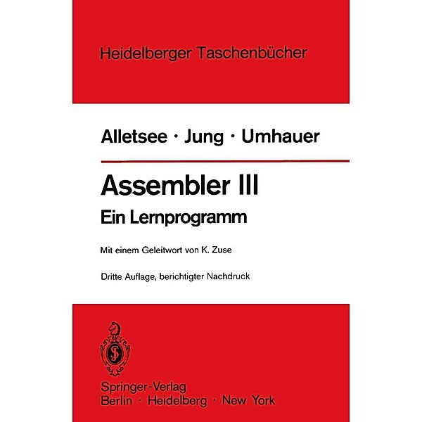 Assembler III / Heidelberger Taschenbücher Bd.142, Rainer Alletsee, Horst Jung, Gerd F. Umhauer