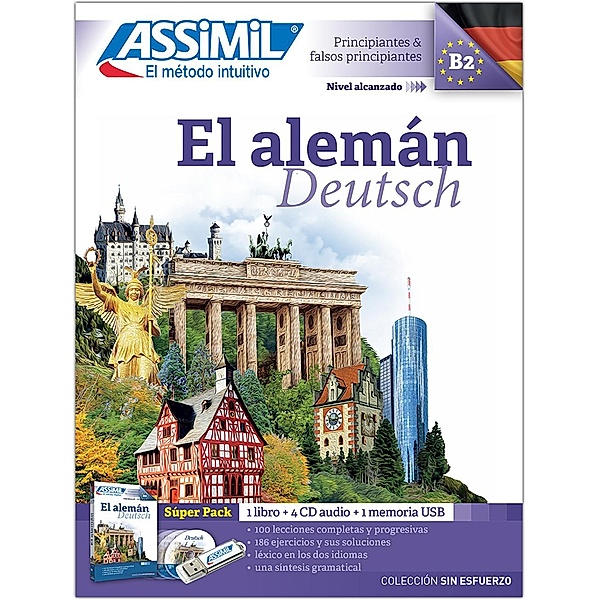 ASSiMiL El alemán - Deutschkurs in spanischer Sprache, Lehrbuch + 4 Audio-CDs + MP3-Audiodateien auf USB-Stick