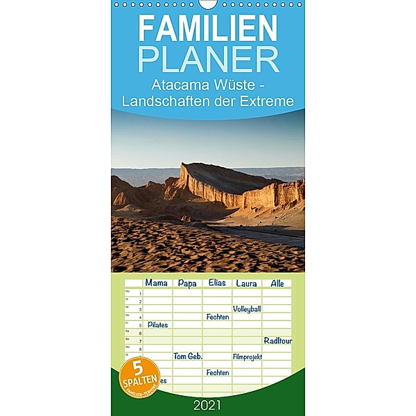 Atacama Wüste - Landschaften der Extreme - Familienplaner hoch (Wandkalender 2021 , 21 cm x 45 cm, hoch), U boEtTcher