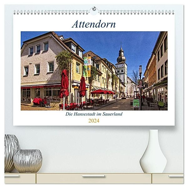 Attendorn, die Hansestadt im Sauerland (hochwertiger Premium Wandkalender 2024 DIN A2 quer), Kunstdruck in Hochglanz, Detlef Thiemann