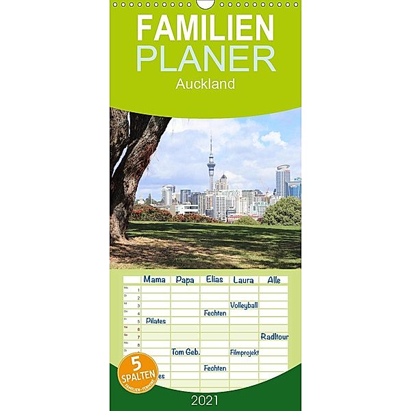 Auckland - Familienplaner hoch (Wandkalender 2021 , 21 cm x 45 cm, hoch), NZ.Photos