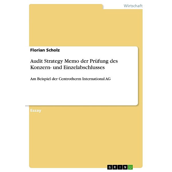 Audit Strategy Memo der Prüfung des Konzern- und Einzelabschlusses, Florian Scholz