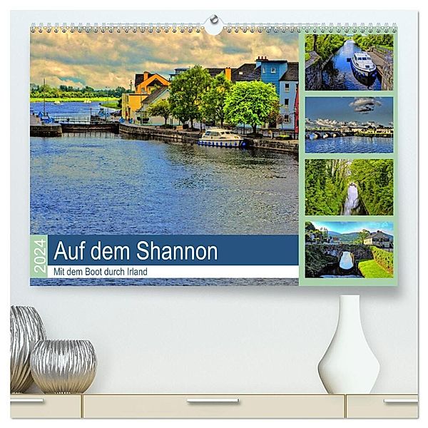 Auf dem Shannon - Mit dem Boot durch Irland (hochwertiger Premium Wandkalender 2024 DIN A2 quer), Kunstdruck in Hochglanz, Christoph Stempel