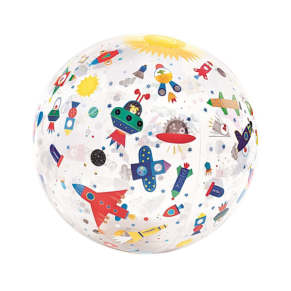 Djeco Aufblasbarer Spielball WELTALL (Ø35cm) in transparent/bunt