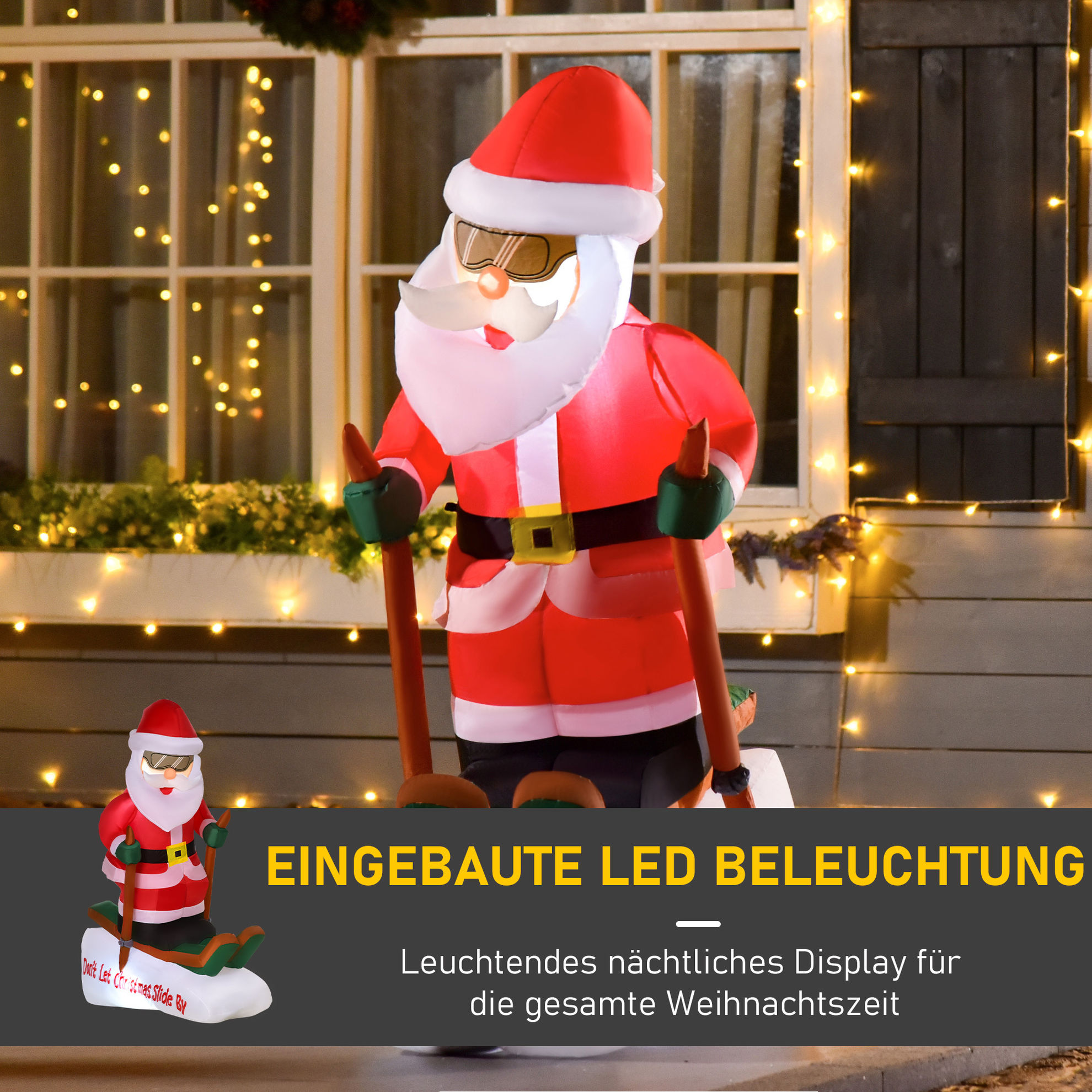 Aufblasbarer Weihnachtsmann auf Schlitten mit Beleuchtung | Weltbild.de