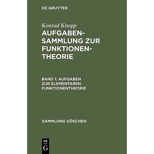 Aufgaben zur elementaren Funktionentheorie, Konrad Knopp