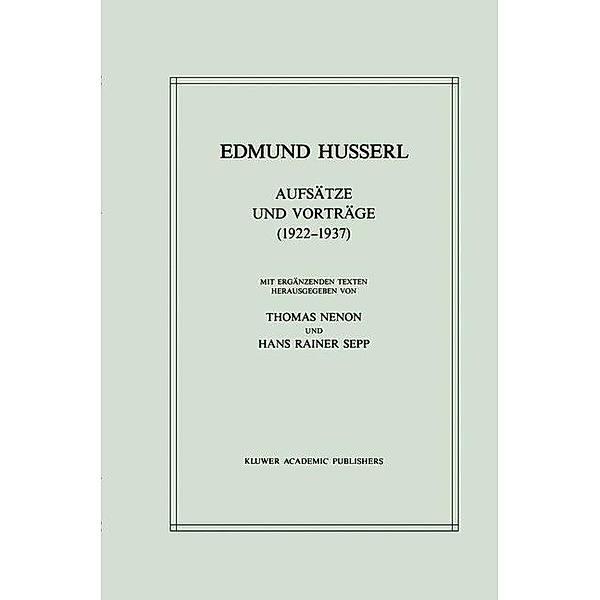 Aufsätze und Vorträge (1922-1937), Edmund Husserl