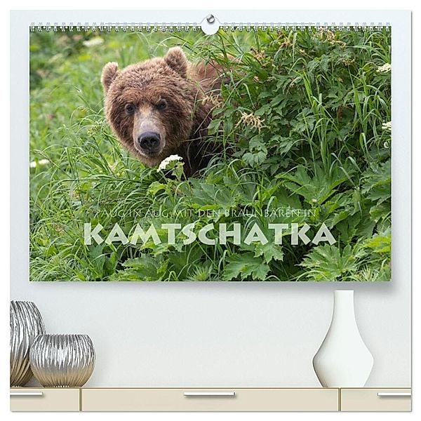 Aug in Aug mit den Braunbären in Kamtschatka (hochwertiger Premium Wandkalender 2025 DIN A2 quer), Kunstdruck in Hochglanz, Calvendo, Stephan Peyer