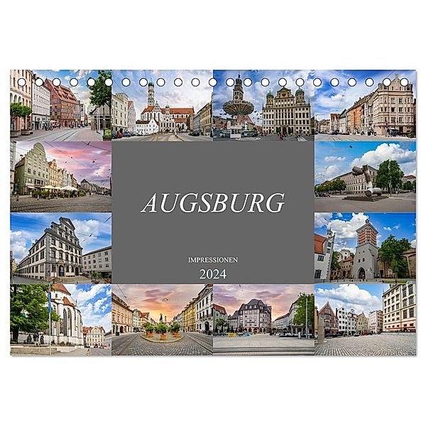 Augsburg Impressionen (Tischkalender 2024 DIN A5 quer), CALVENDO Monatskalender, Dirk Meutzner
