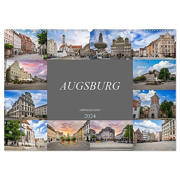 Augsburg Impressionen (Wandkalender 2024 DIN A2 quer), CALVENDO Monatskalender, Dirk Meutzner