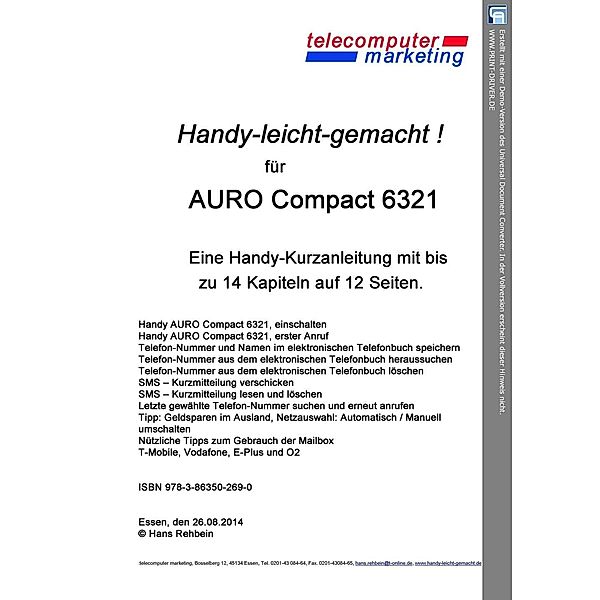 AURO Compact 6321 leicht-gemacht, Hans Rehbein