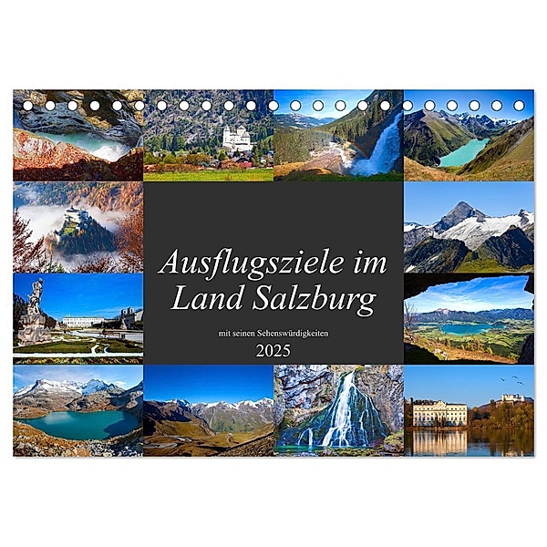 Ausflugsziele im Land Salzburg (Tischkalender 2025 DIN A5 quer), CALVENDO Monatskalender, Calvendo, Christa Kramer