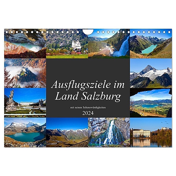 Ausflugsziele im Land Salzburg (Wandkalender 2024 DIN A4 quer), CALVENDO Monatskalender, Christa Kramer
