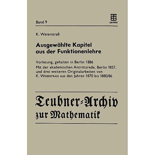 Ausgewählte Kapitel aus der Funktionenlehre, Karl Weierstraß