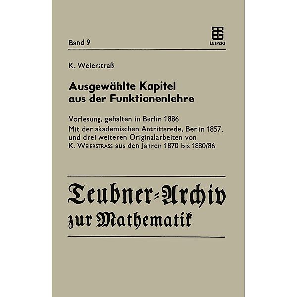 Ausgewählte Kapitel aus der Funktionenlehre, Karl Weierstrass