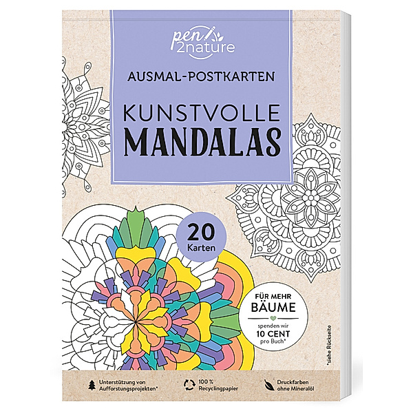 Ausmal-Postkarten Kunstvolle Mandalas | 20 Karten, pen2nature