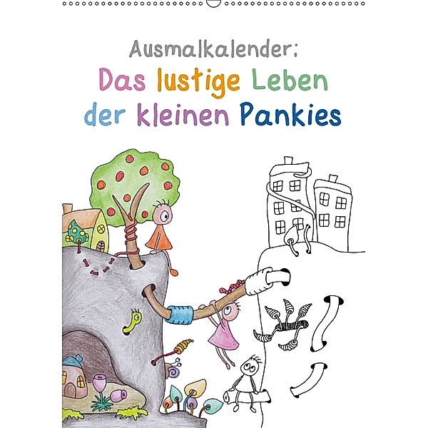 Ausmalkalender: Das lustige Leben der kleinen Pankies (Wandkalender 2018 DIN A2 hoch), Heike Langenkamp
