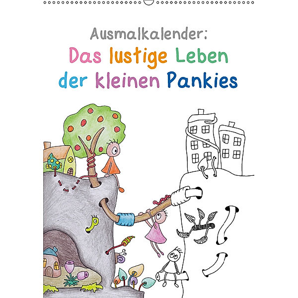 Ausmalkalender: Das lustige Leben der kleinen Pankies (Wandkalender 2019 DIN A2 hoch), Heike Langenkamp