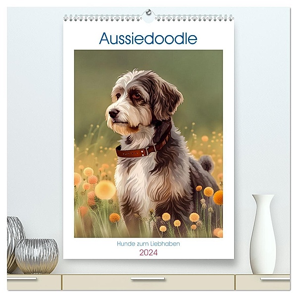 Aussiedoodle - Hunde zum Liebhaben (hochwertiger Premium Wandkalender 2024 DIN A2 hoch), Kunstdruck in Hochglanz, Angelika Beuck