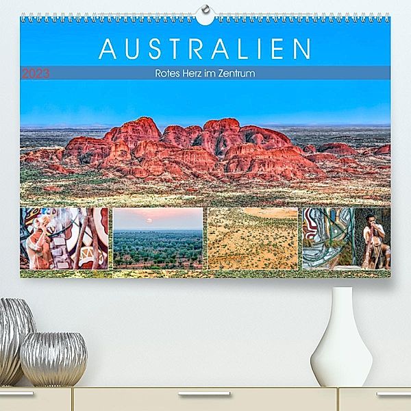 Australien - Rotes Herz im Zentrum (Premium, hochwertiger DIN A2 Wandkalender 2023, Kunstdruck in Hochglanz), Dieter Meyer