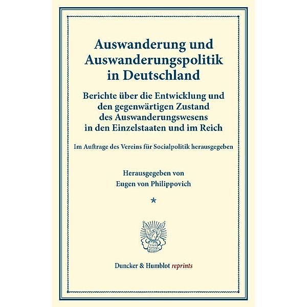 Auswanderung und Auswanderungspolitik in Deutschland.