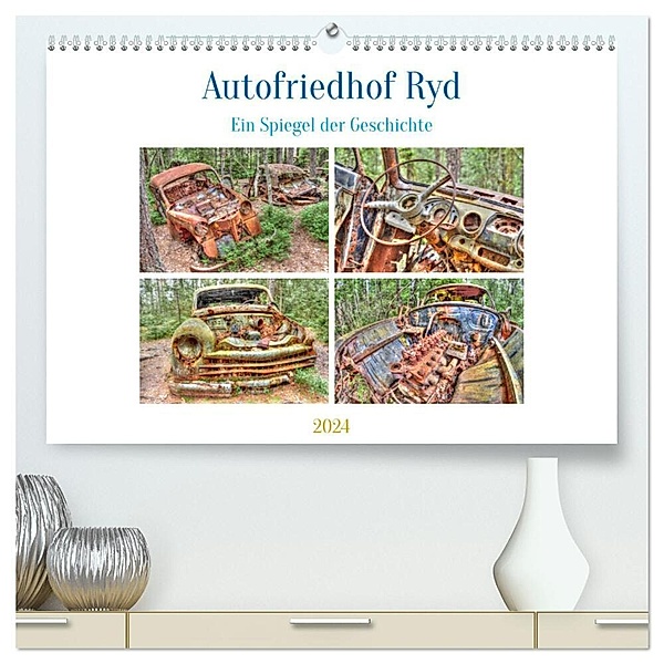 Autofriedhof Ryd (hochwertiger Premium Wandkalender 2024 DIN A2 quer), Kunstdruck in Hochglanz, Peter Härlein