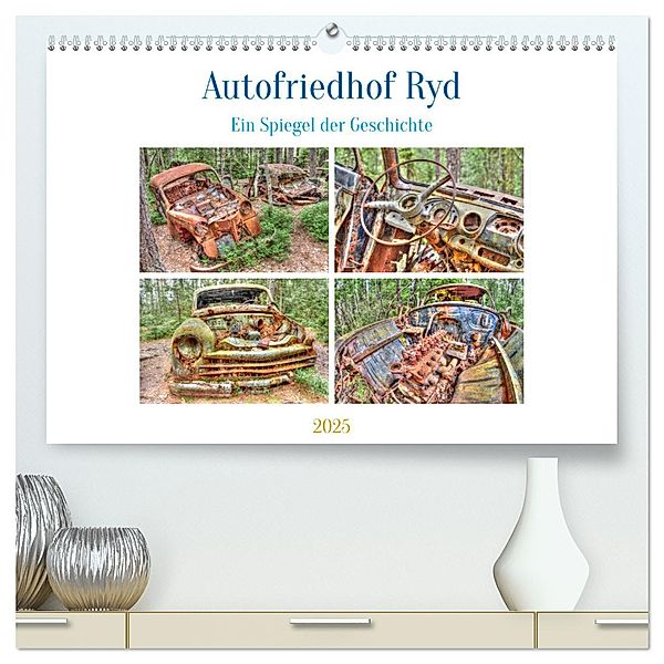 Autofriedhof Ryd (hochwertiger Premium Wandkalender 2025 DIN A2 quer), Kunstdruck in Hochglanz, Calvendo, Peter Härlein