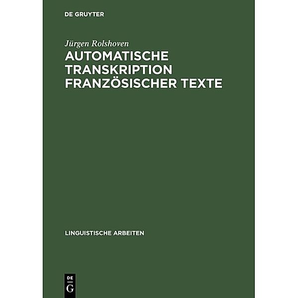 Automatische Transkription französischer Texte, Jürgen Rolshoven