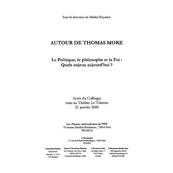 Autour de thomas more / Hors-collection, Boyance Michel