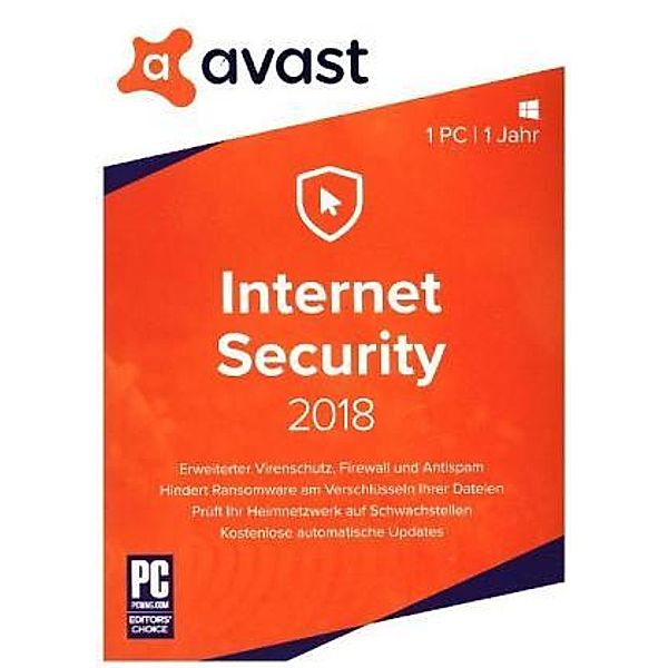 AVAST Internet Security 2018 1PC / 1 Jahr, 1 DVD-ROM