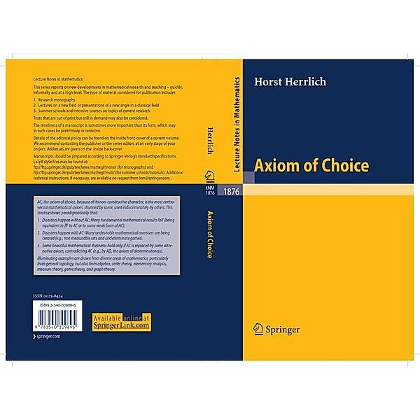 Axiom of Choice / Lecture Notes in Mathematics Bd.1876, Horst Herrlich
