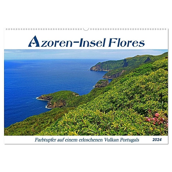 Azoren-Insel Flores - Farbtupfer auf einem erloschenen Vulkan Portugals (Wandkalender 2024 DIN A2 quer), CALVENDO Monatskalender, Jana Thiem-Eberitsch