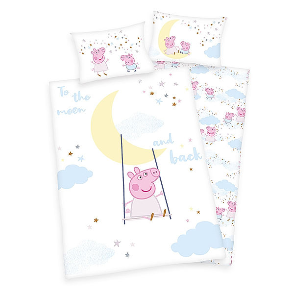 HERDING Baby-Bettwäsche PEPPA PIG – TO THE MOON (40x60/100x135) in bunt