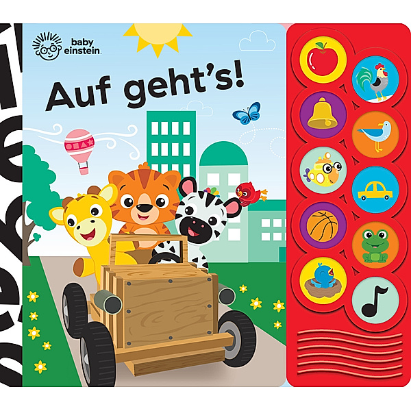 Baby Einstein - Auf geht's! - Interaktives Pappbilderbuch mit 10 lustigen Geräuschen für Kinder ab 18 Monaten