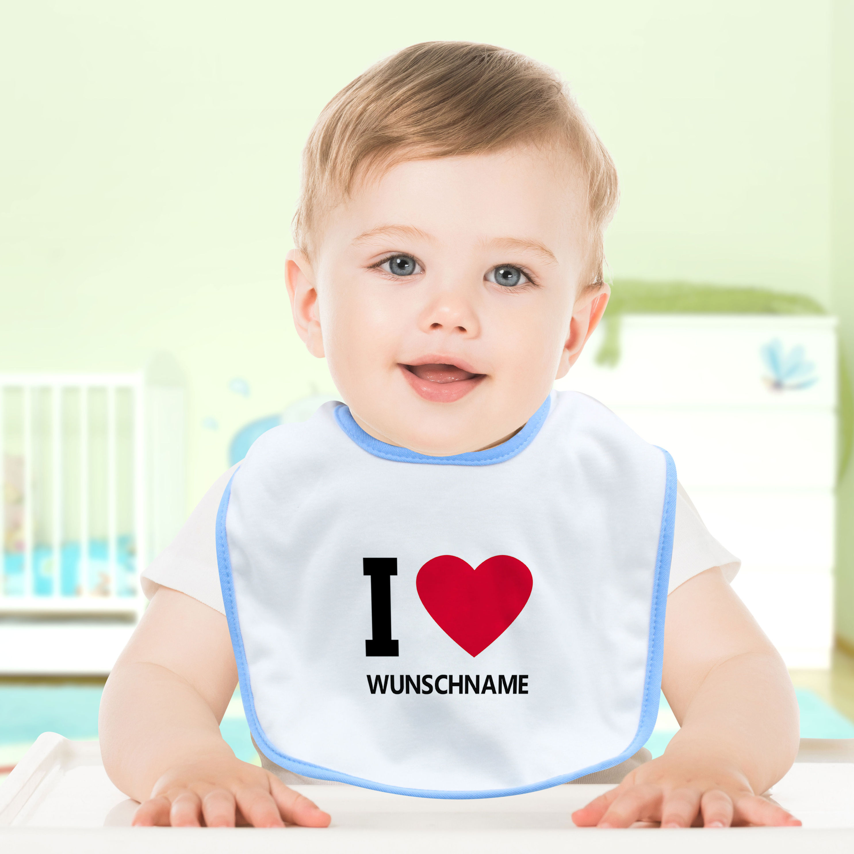 Baby-Lätzchen mit Namen, blau Motiv: I Love | Weltbild.at
