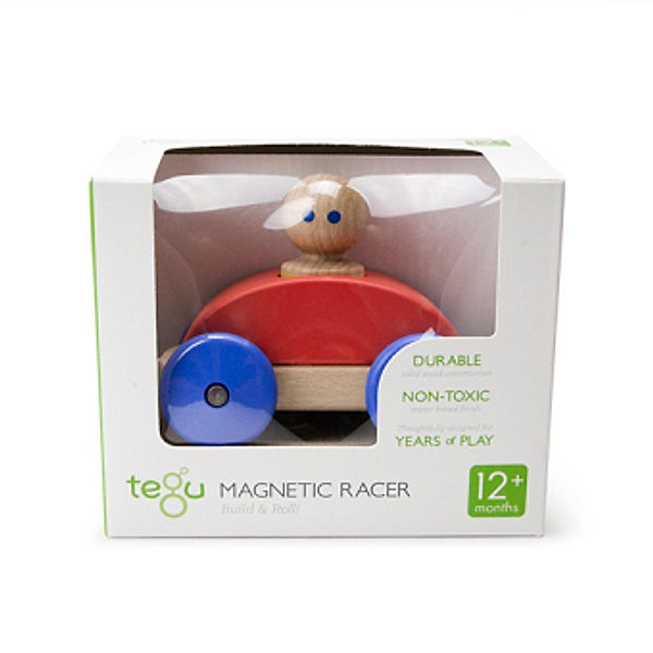 tegu Baby-Magnetspielzeug RACER E 3-teilig in rot