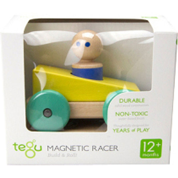 tegu Baby-Magnetspielzeug RACER F 3-teilig in gelb