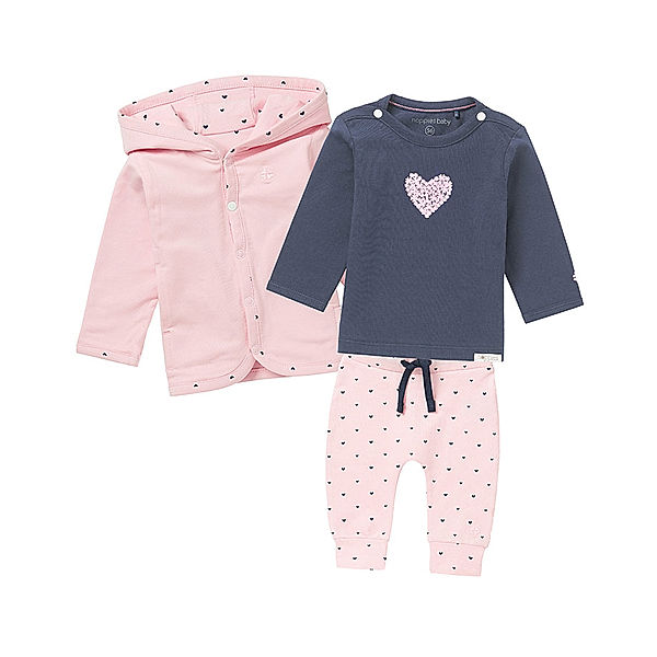 noppies Baby-Set HEART mit Wendejacke, Langarmshirt & Schlupfhose in light rose