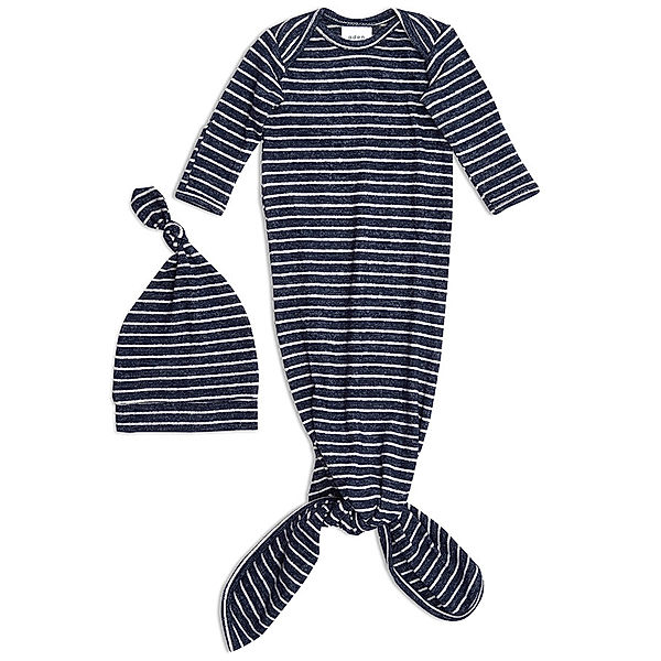 aden + anais Baby-Set SNUGGLE KNIT – NAVY STRIPES mit Mütze in dunkelblau