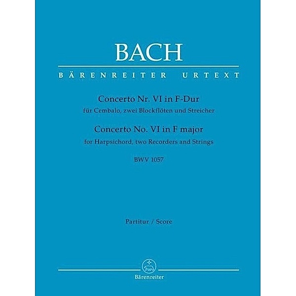 Bach, J: Concerto Nr. VI für Cembalo, zwei Blockflöten, Johann Sebastian Bach