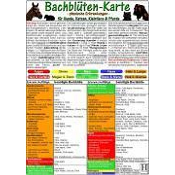 Bachblüten-Karte für Hunde, Katzen, Kleintiere & Pferde, physische Erkrankungen