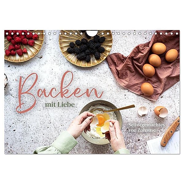 Backen mit Liebe - Selbstgemachtes von Zuhause (Wandkalender 2024 DIN A4 quer), CALVENDO Monatskalender, Happy Monkey