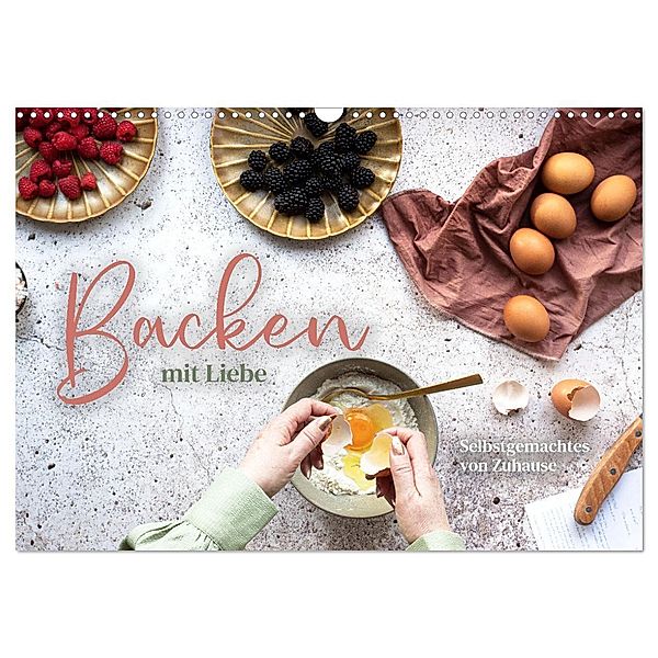 Backen mit Liebe - Selbstgemachtes von Zuhause (Wandkalender 2024 DIN A3 quer), CALVENDO Monatskalender, Happy Monkey