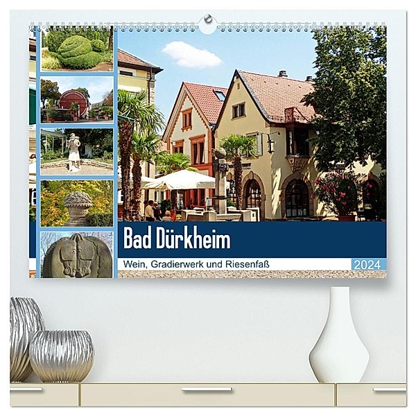 Bad Dürkheim - Wein, Gradierwerk und Riesenfass (hochwertiger Premium Wandkalender 2024 DIN A2 quer), Kunstdruck in Hochglanz, Ilona Andersen