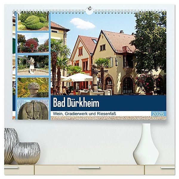 Bad Dürkheim - Wein, Gradierwerk und Riesenfaß (hochwertiger Premium Wandkalender 2025 DIN A2 quer), Kunstdruck in Hochglanz, Calvendo, Ilona Andersen